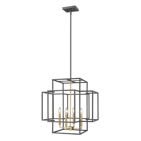 Z-Lite Titania 4 Light Pendant, Bronze + Olde Brass 454-22BRZ-OBR